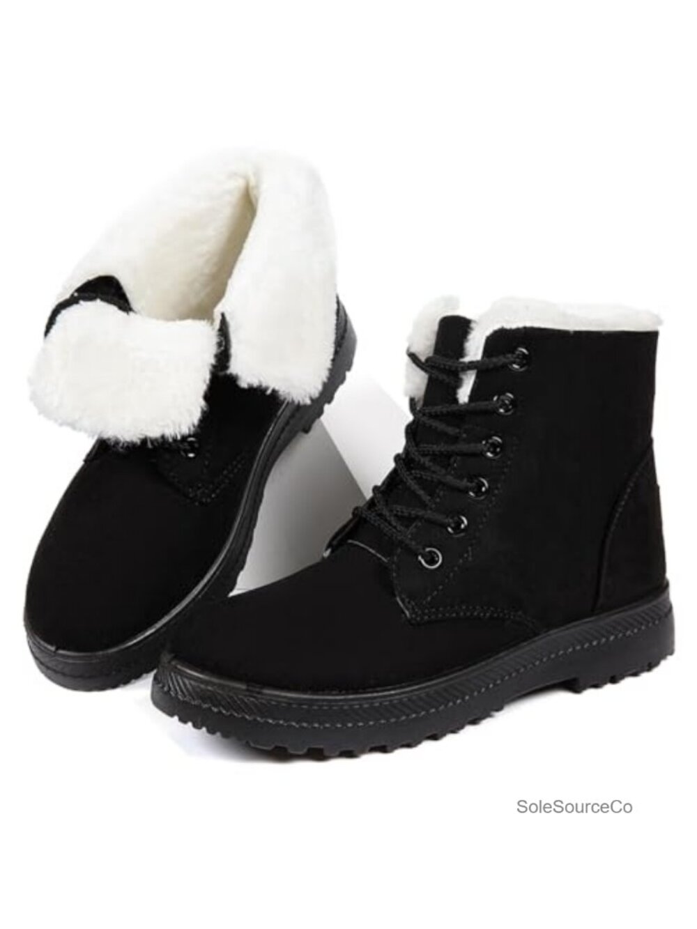 Women's Winter Snow Boots Fur Lined Suede Lace Up Ankle Booties